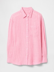 Gap Pink Pinstripe 100% Linen Button Down Long Sleeve Oversized Shirt - Image 4 of 5