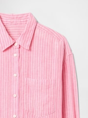 Gap Pink Pinstripe 100% Linen Button Down Long Sleeve Oversized Shirt - Image 5 of 5