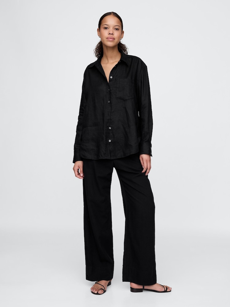Zwart - Gap 100% linnen oversized overhemd - Image 3 of 5