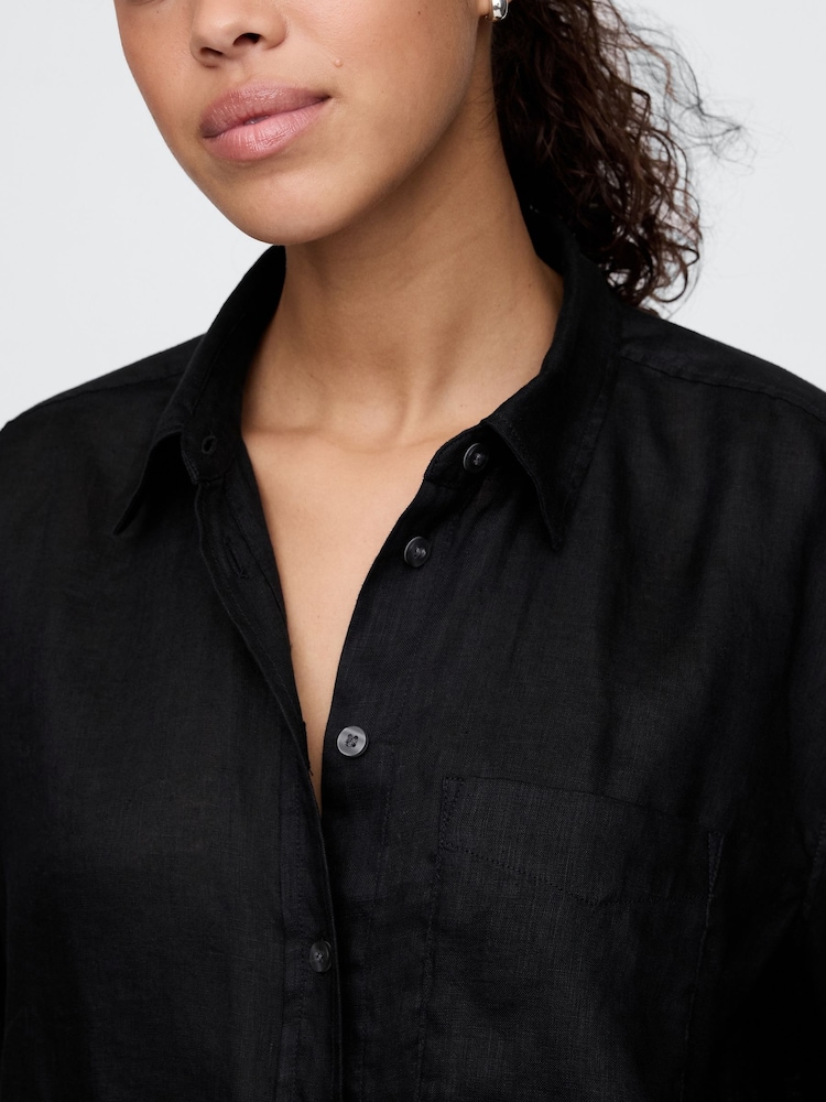 Zwart - Gap 100% linnen oversized overhemd - Image 4 of 5
