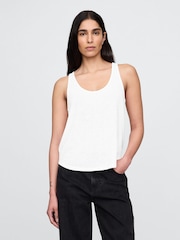 Gap White Linen-Blend Racerback Vest - Image 1 of 4