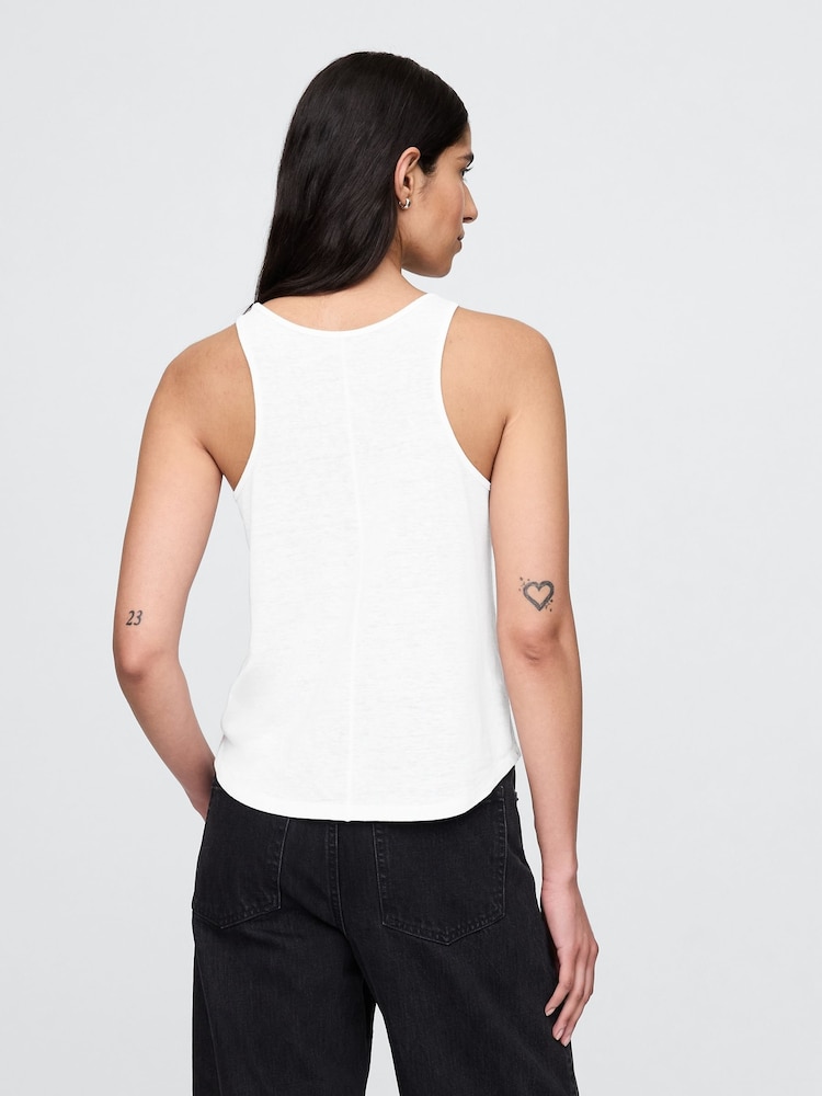Gap White Linen-Blend Racerback Vest - Image 2 of 4 Gap White Linen-Blend Racerback Vest - Image 2 of 4