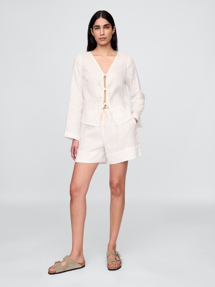 Gap White 100% Linen Easy Shorts - Image 1 of 5