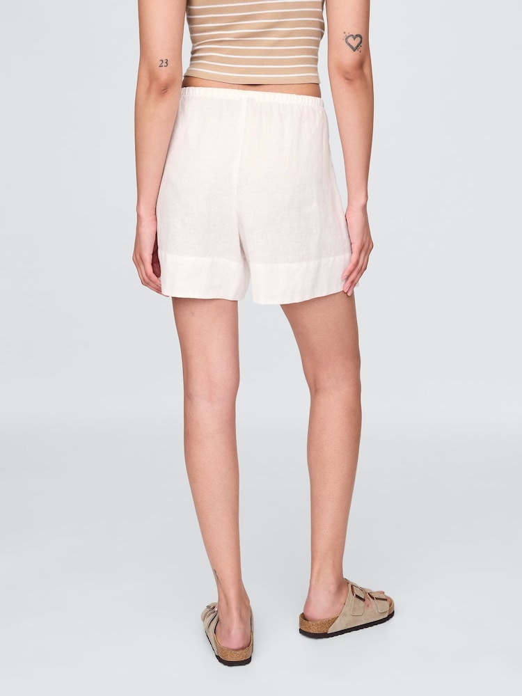 Gap White 100% Linen Easy Shorts - Image 2 of 5