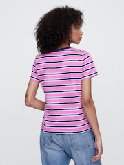 Gap Pink Stripe Favourite Crew Neck Short Sleeve T-Shirt - Image 2 of 5