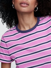 Gap Pink Stripe Favourite Crew Neck Short Sleeve T-Shirt - Image 4 of 5
