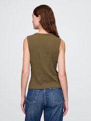 Gap Green Cotton-Modal Modern Ribbed Cardigan Vest - Image 2 of 5