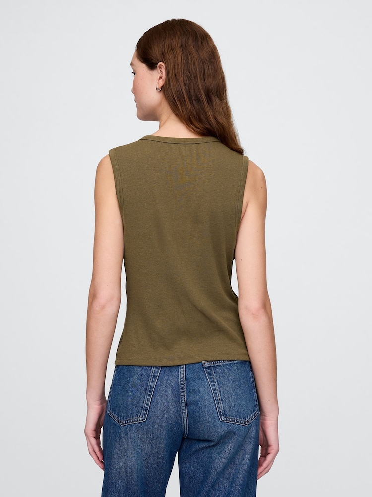 Gap Green Cotton-Modal Modern Ribbed Cardigan Vest - Image 2 of 5