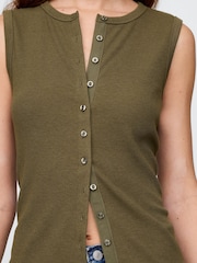 Gap Green Cotton-Modal Modern Ribbed Cardigan Vest - Image 4 of 5