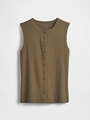 Gap Green Cotton-Modal Modern Ribbed Cardigan Vest - Image 5 of 5
