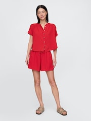 Gap Red 100% Cotton Crinkle Gauze Easy Shorts - Image 4 of 5