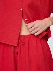 Gap Red 100% Cotton Crinkle Gauze Easy Shorts - Image 5 of 5