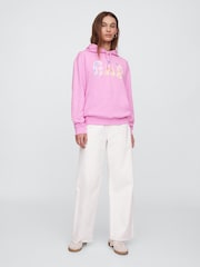 Pink - Gap Relaxed Logo Hoodie - Image 3 of 5