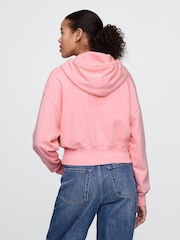 Rosa - Sudadera oversize ancha en tejido grueso de rizo francés con capucha y cremallera de Gap - Imagen 2 de 4