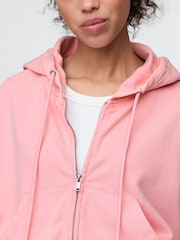 Rosa - Sudadera oversize ancha en tejido grueso de rizo francés con capucha y cremallera de Gap - Imagen 3 de 4