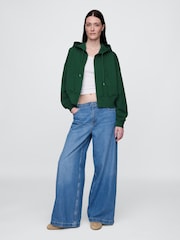 Gap Green Heavyweight French Terry Oversized Zip Wedge Hoodie - Image 1 of 5