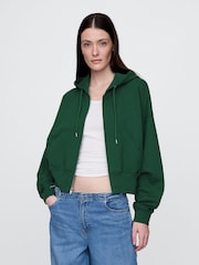 Gap Green Heavyweight French Terry Oversized Zip Wedge Hoodie - Image 2 of 5