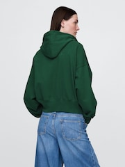 Gap Green Heavyweight French Terry Oversized Zip Wedge Hoodie - Image 3 of 5