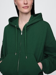 Gap Green Heavyweight French Terry Oversized Zip Wedge Hoodie - Image 4 of 5