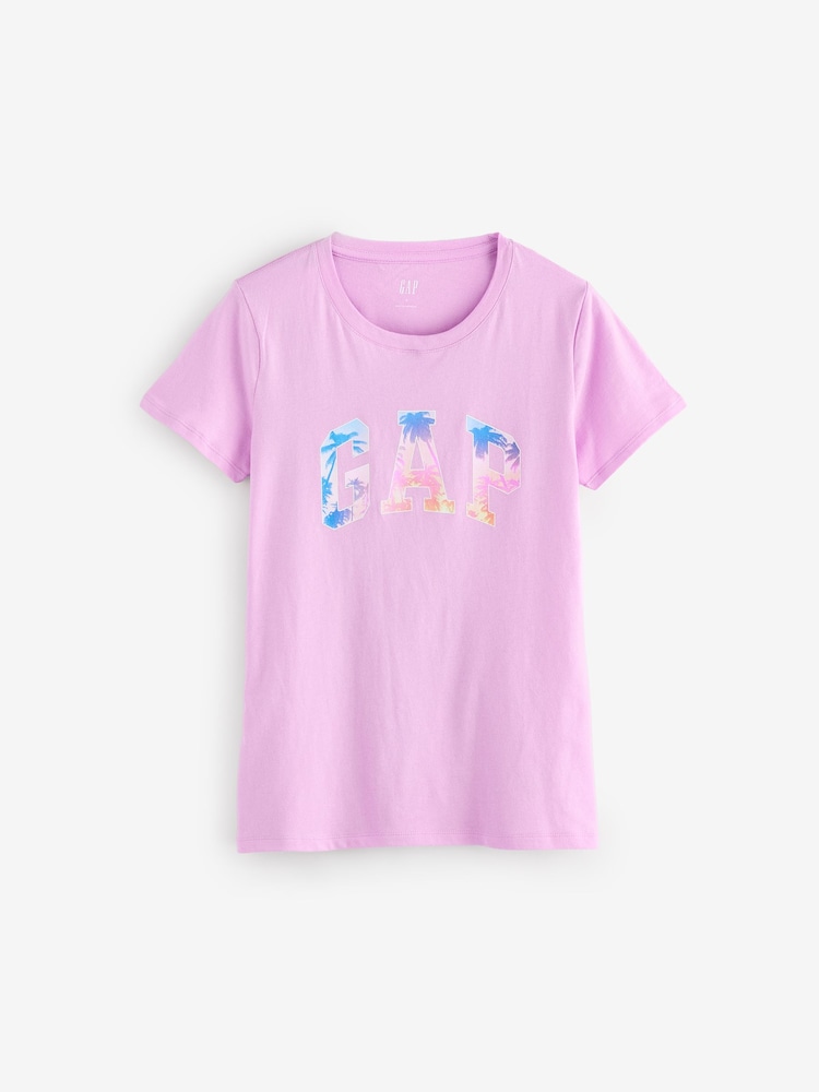 Gap Pink Logo Crew Neck Short Sleeve T-Shirt - Image 1 of 5 Gap Pink Logo Crew Neck Short Sleeve T-Shirt - Image 1 of 5