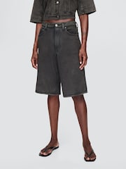 Gap Black Mid Rise 11"" Longline Denim Shorts - Image 1 of 3