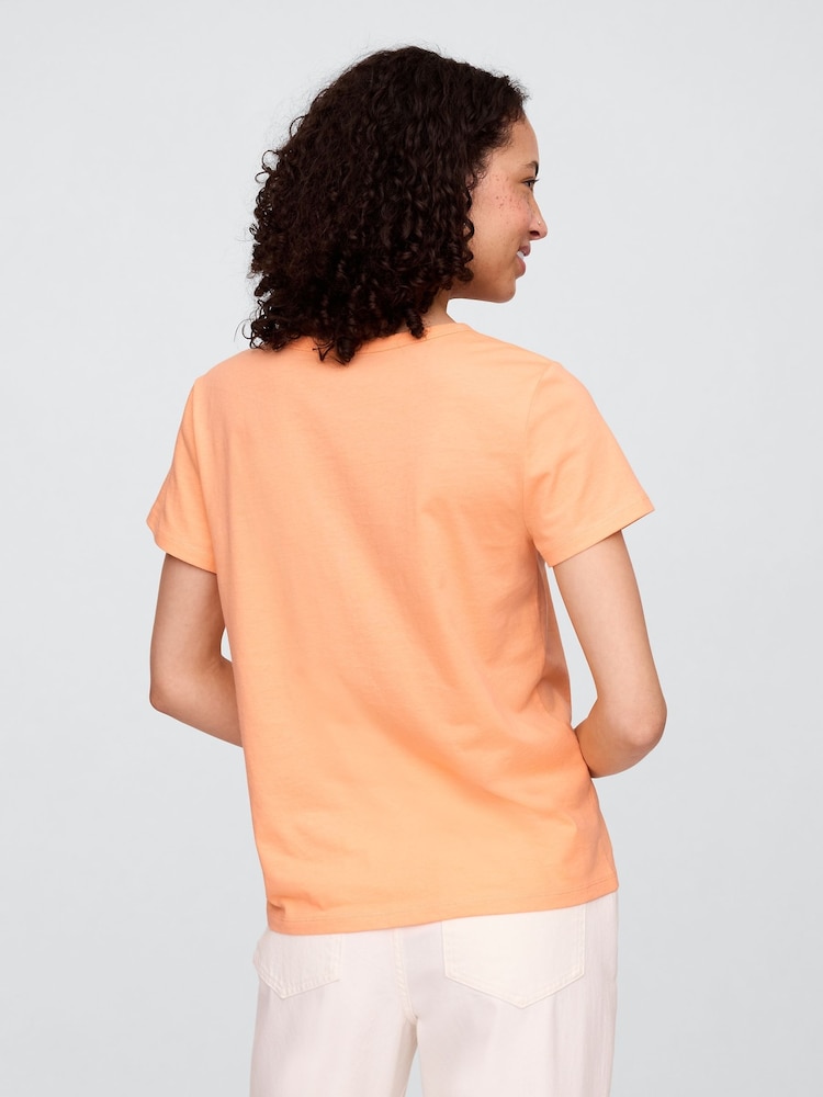 Gap Orange V-Neck Favourite Cotton Short Sleeve T-Shirt - Image 2 of 5
