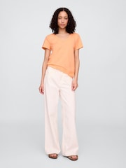 Gap Orange V-Neck Favourite Cotton Short Sleeve T-Shirt - Image 3 of 5