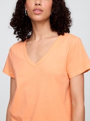 Gap Orange V-Neck Favourite Cotton Short Sleeve T-Shirt - Image 4 of 5