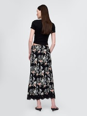 Gap Black Floral Crepe Lace-Trim Maxi Skirt - Image 2 of 5