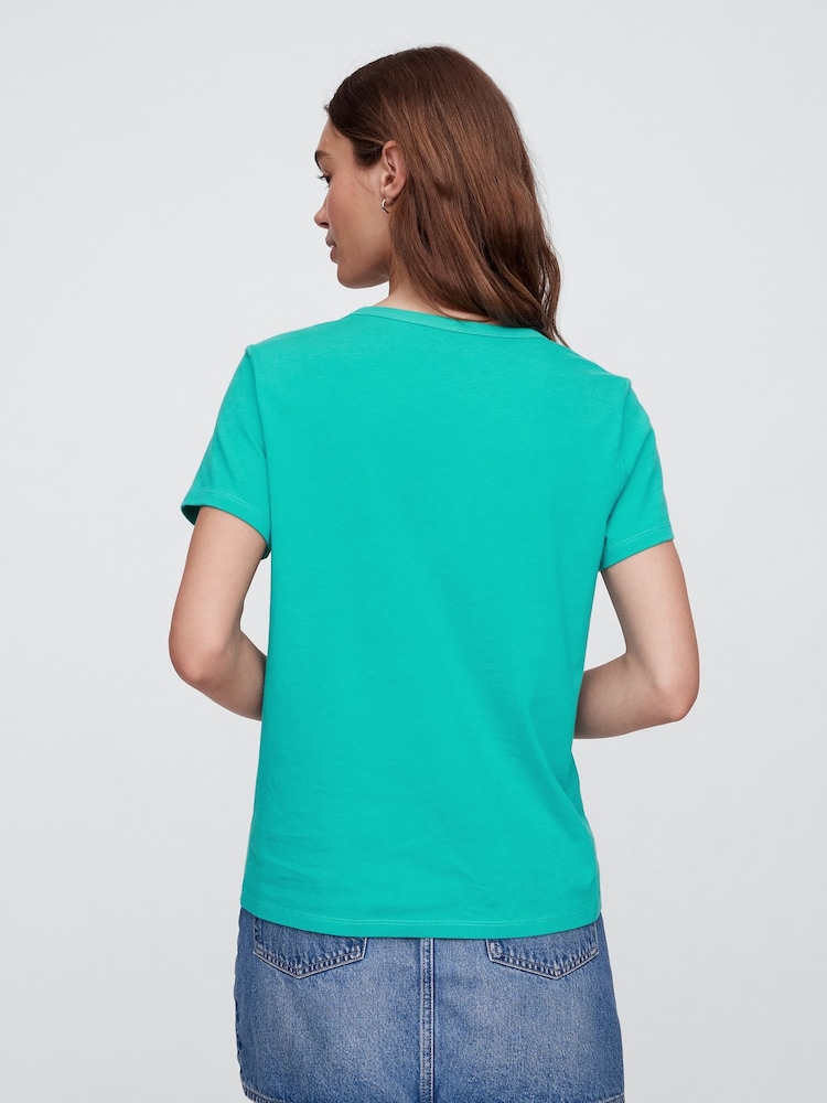 Gap Green V-Neck Favourite Cotton Short Sleeve T-Shirt - Image 2 of 5
