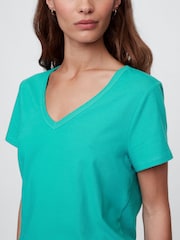 Gap Green V-Neck Favourite Cotton Short Sleeve T-Shirt - Image 4 of 5
