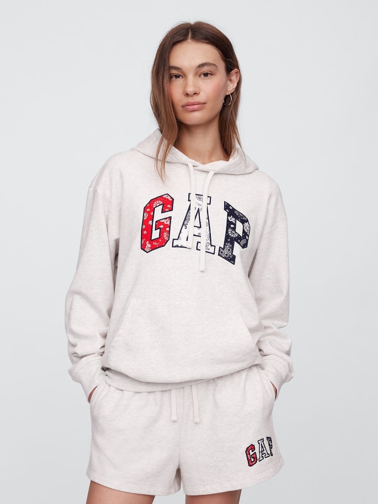 Gap Grey Pullover Relaxed Logo Hoodie - Image 1 of 5