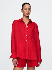 Rood - Gap 100% linnen oversized overhemd - Image 1 of 4