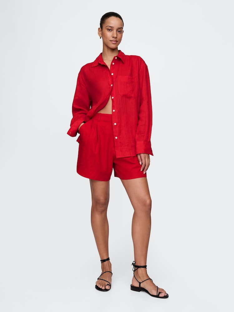 Rood - Gap 100% linnen oversized overhemd - Image 3 of 4