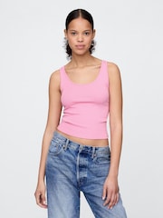 Gap Pink Modern Cotton-Modal Scoop Neck Cropped Vest - Image 1 of 5