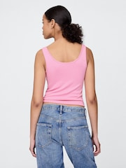 Gap Pink Modern Cotton-Modal Scoop Neck Cropped Vest - Image 2 of 5