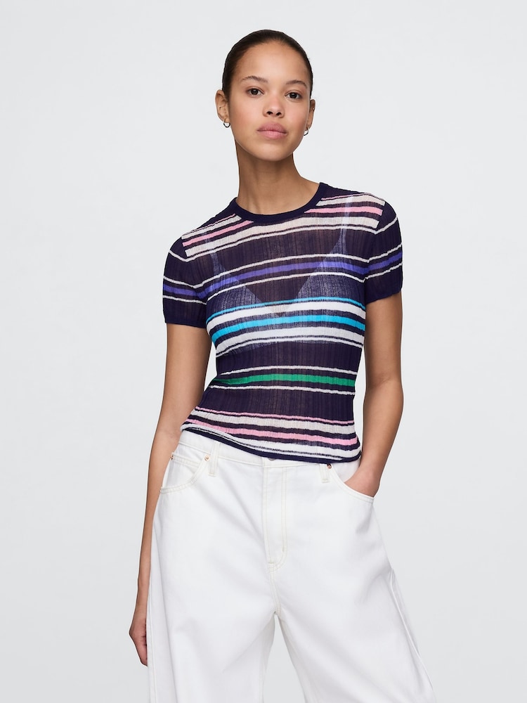 Negro multicolor - Camiseta transparente de canalé de Gap - Imagen 1 de 5