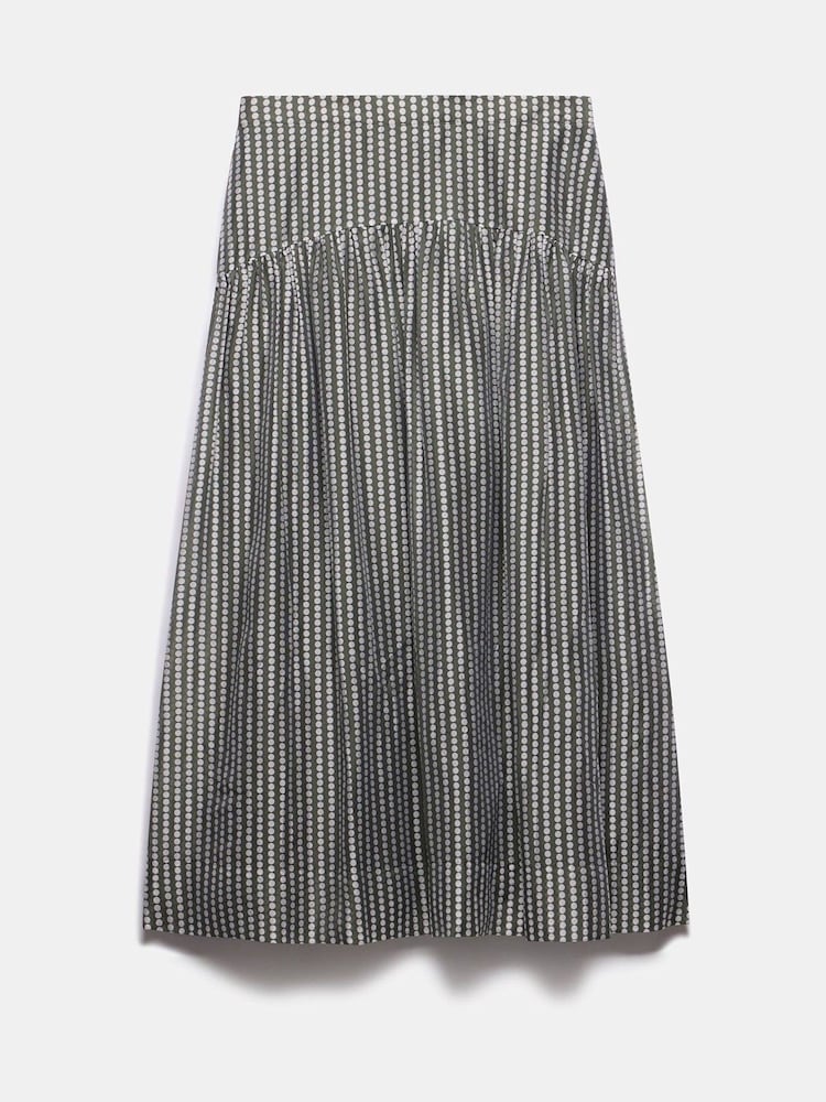 Mint Velvet Green Khaki Spot Print Midi Skirt - Image 6 of 8