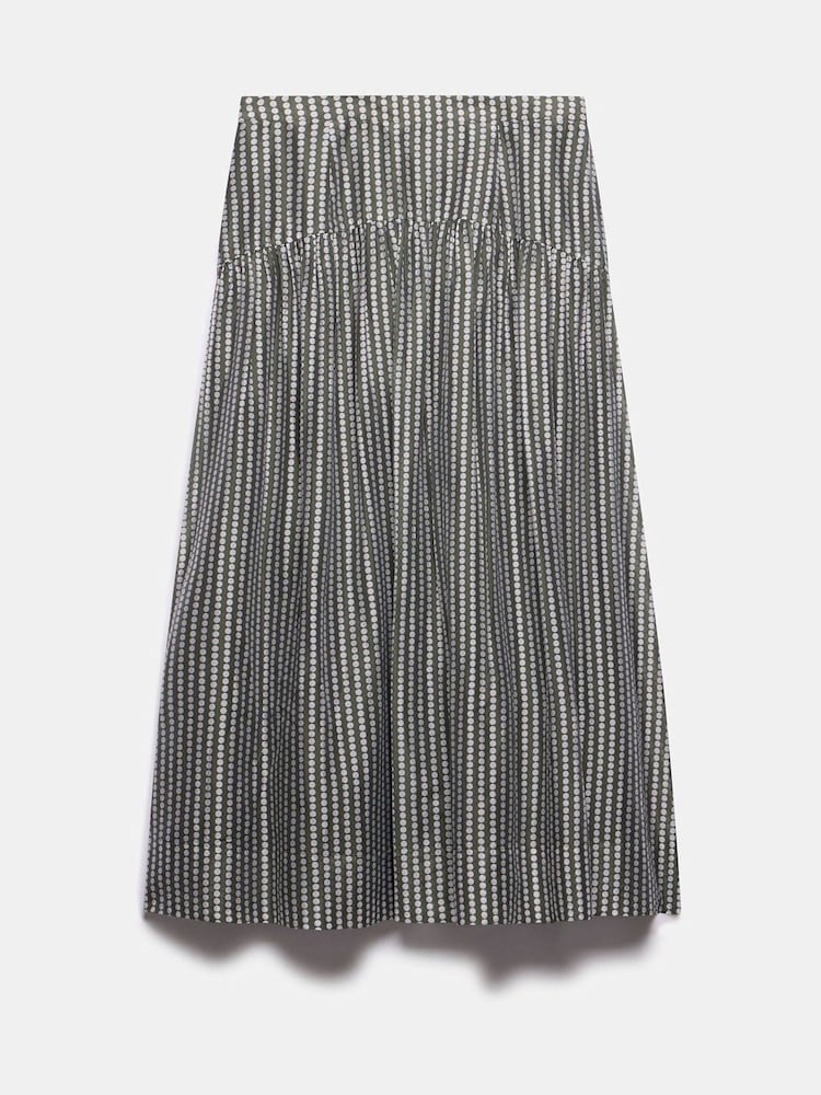 Mint Velvet Green Khaki Spot Print Midi Skirt - Image 7 of 8
