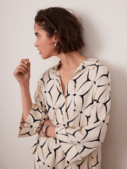 Mint Velvet Cream Geo Print Shirt - Image 1 of 9