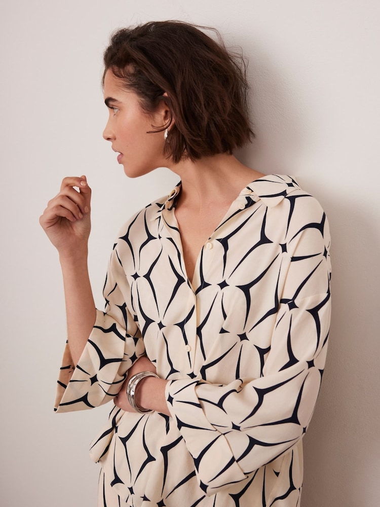 Mint Velvet Cream Geo Print Shirt - Image 1 of 9 Mint Velvet Cream Geo Print Shirt - Image 1 of 9