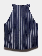 Mint Velvet Blue Striped 100% Linen Halter Top - Image 8 of 9