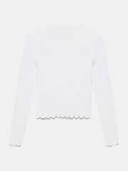 Mint Velvet White Scallop Trim Ribbed Cardigan - Image 7 of 7