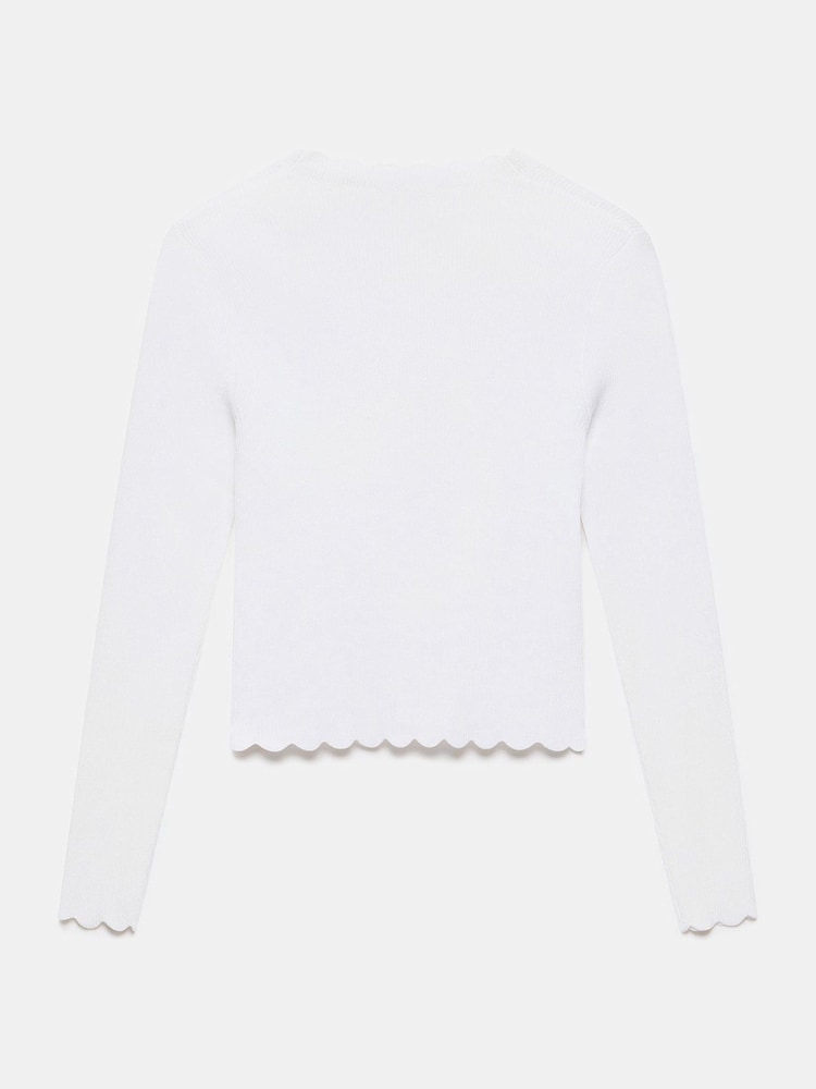 Mint Velvet White Scallop Trim Ribbed Cardigan - Image 7 of 7