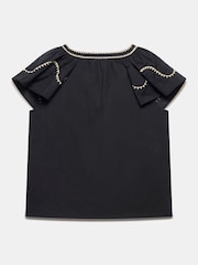 Mint Velvet Black Contrast Embroidered 100% Cotton Blouses - Image 8 of 8