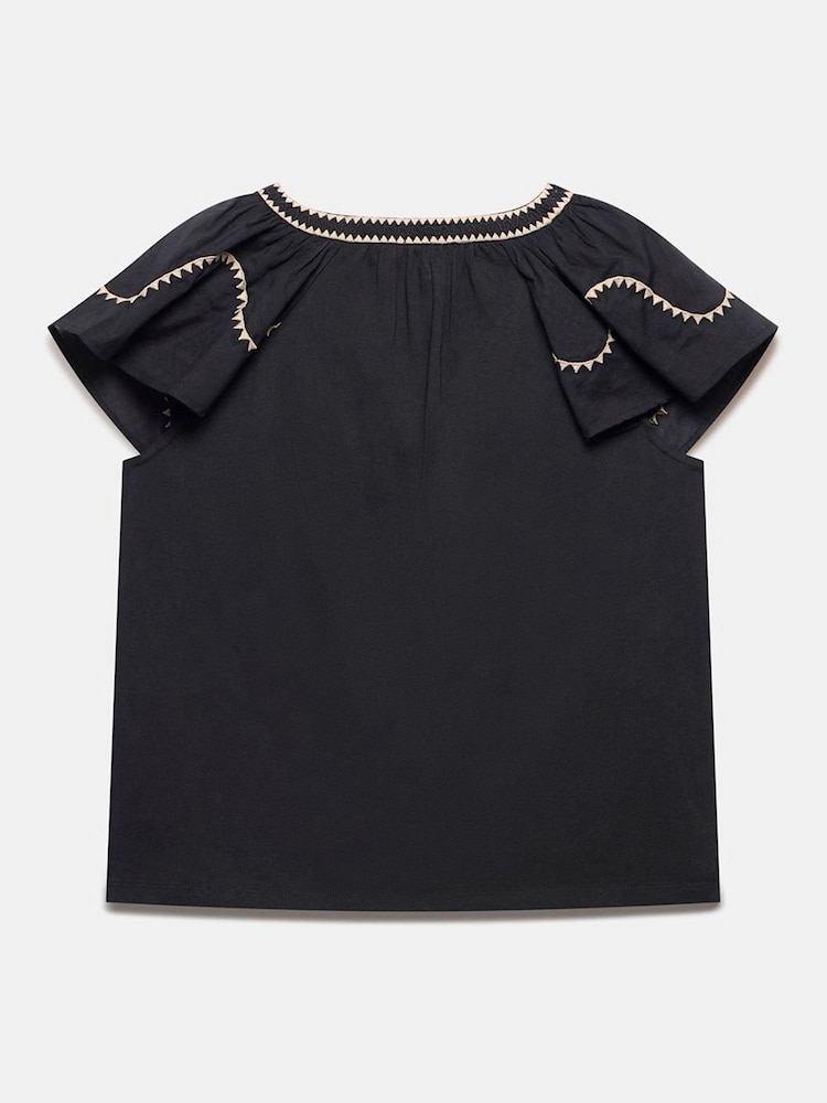 Mint Velvet Black Contrast Embroidered 100% Cotton Blouses - Image 8 of 8