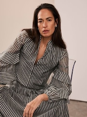 Mint Velvet Black Khaki Spot Print Cropped Blouse - Image 2 of 8
