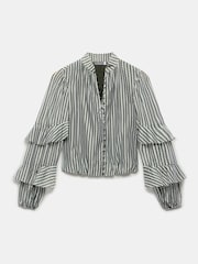 Mint Velvet Black Khaki Spot Print Cropped Blouse - Image 7 of 8