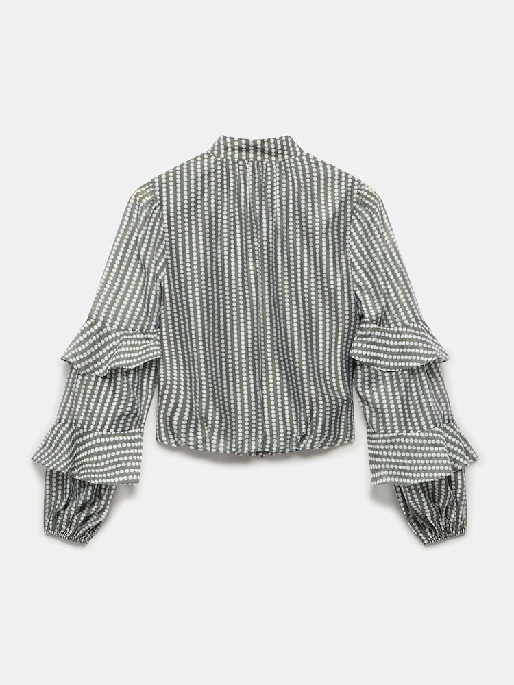 Mint Velvet Black Khaki Spot Print Cropped Blouse - Image 8 of 8