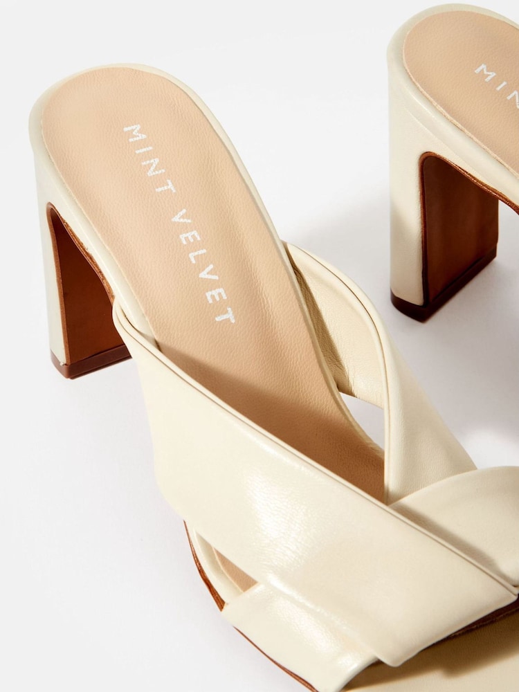 Mint Velvet Cream Cally Leather Sandals - Image 4 of 4 Mint Velvet Cream Cally Leather Sandals - Image 4 of 4